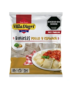 Ravioles Villa D'Agri Pollo Y Espinaca 1 Kg