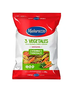 Fideos Matarazzo Penne Rigate 3 Vegetales 500 G