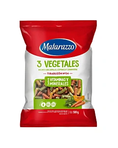 Fideos Matarazzo Tirabuzon 3 Vegetales 500 G