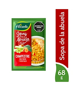 Sopa Alicante Campestre Con Fideos Y Vegetales 68g