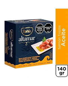 Salmón En Trozos Bahía En Aceite Y Agua 140 G