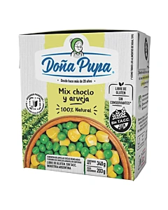 Mix Choclo Y Arveja Doña Pupa Secas Remojadas Y Granos Amarillos Enteros 340 G