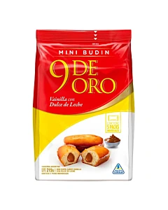 Mini Budín Vainilla Relleno Con Ddl 9 De Oro 215gr