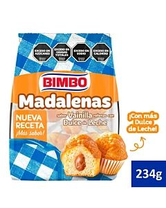 Madalenas Bimbo Sabor Vainilla Rellenas Con Dulce De Leche 234 G