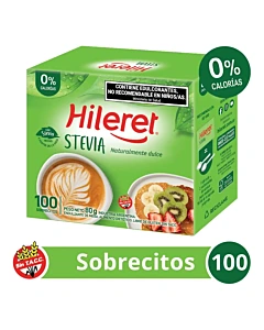 Endulzante Hileret Stevia 100 Sobrecitos