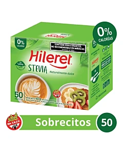 Endulzante Hileret Stevia 50 Sobrecitos