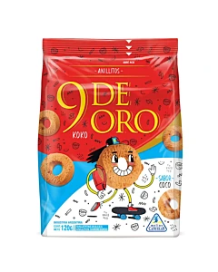 Galletitas Dulces 9 De Oro Anillitos Coco X 120 Gr