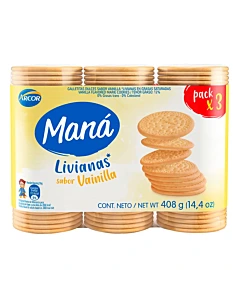 Galletitas Mana Vainilla Tripack 408g