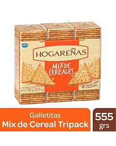 Galletitas Hogareñas Mix Cereales Tripack X 555g