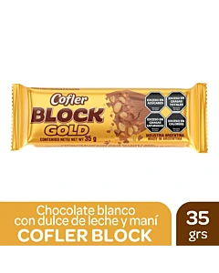 Tableta De Chocolate Block Gold Con Dulce De Leche Y Maní 35g