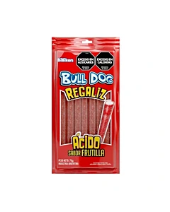 Caramelo Masticable Bull Dog Regaliz Ácido Sabor Frutilla 75 G