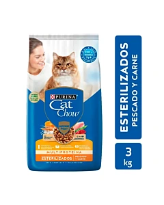 Alimento Para Gato Esterilizado Cat Chow Pescado Carne 3 Kg