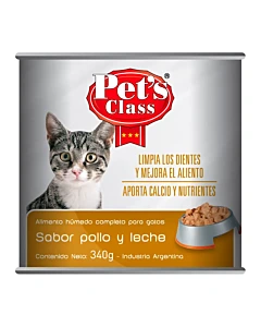 Alimento Húmedo Para Gatos Pets Class Sabor Pollo Y Leche 340 G