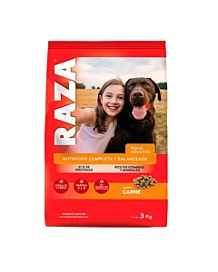Alimento Para Perros Adultos Raza Sabor Carne 3kg