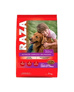 Alimento Para Perros Adultos Raza Sabor Pollo, Carne, Cereales Y Arroz 3kg