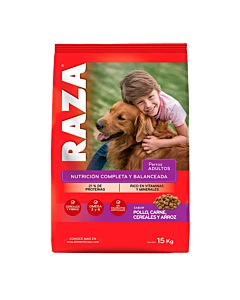 Alimento Para Perros Adultos Raza Sabor Pollo, Carne, Cereales Y Arroz 15kg