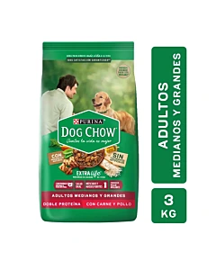 Alimento Dog Chow Para Perros Adultos, Medianos Y Grandes Sabor Carne Y Pollo 3 Kg
