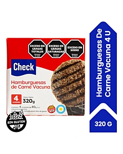Hamburguesas De Carne Vacuna Check 320 G 4 U