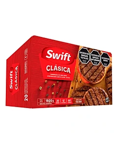 Hamburguesas Swift De Carne Vacuna Clásicas 1600g 20u