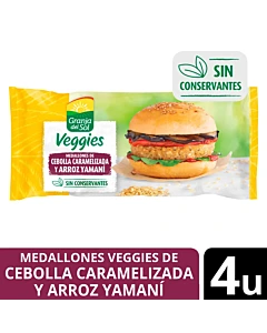 Medallones Veggies Granja Del Sol Con Cebolla Caramelizada Y Arroz Yamaní 440g 4u