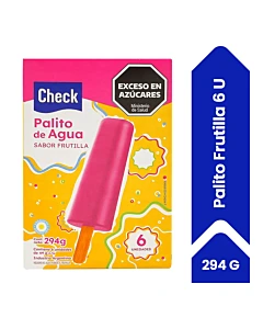 Helado De Palito Check De Agua Sabor Frutilla 6u 294 G