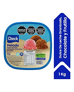 Balde De Helado Check Sabor Dulce De Leche, Frutilla Y Chocolate 1 Kg