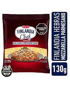 Queso En Hebras Finlandia Chef Mozzarella Parmesano 130 G