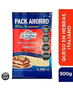 Queso En Hebras La Paulina Italiano 4 Quesos 500g