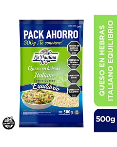 Queso En Hebras La Paulina Italiano 4 Quesos Equilibrio 500 G