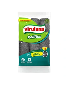 Esponja Vajilla Rollo Acero Virulana 6 U