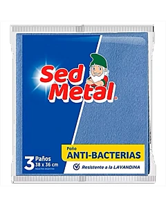 Paño Sed Metal Antibacterial 3 U