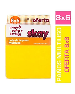 Paño Multiuso Skay Amarillo 34 Cm X 39 Cm 8 U