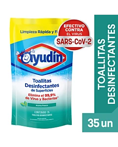 Toallitas Desinfectantes Ayudín Limón  35u