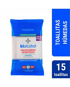 Toallitas Humedas Antibacteriales Bialcohol  15u