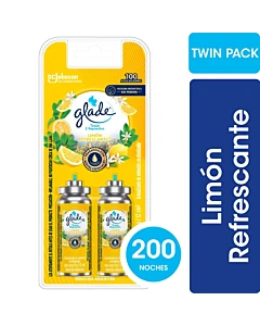 Aromatizante De Ambientes Glade Toque Limón Refrescante Pack X2 Repuesto 9 Gr
