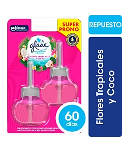 Aromatizante De Ambientes Glade Aceites Naturales Tropical Floral Repuesto 2u 21ml