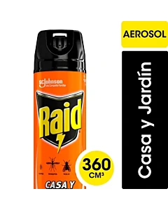 Insecticida Raid Casa Y Jardín Mata Moscas Y Mosquitos En Aerosol 360cc