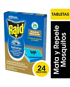 Tabletas Insecticidas Raid Moscas Y Mosquitos 24 U