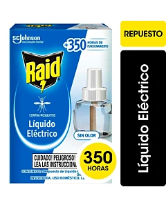 Insecticida Raid Contra Mosquitos Líquido Eléctrico Repuesto 45 Noches 32.9ml