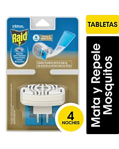Tabletas Insecticidas Raid Moscas Y Mosquitos Aparato + 4 Repuestos