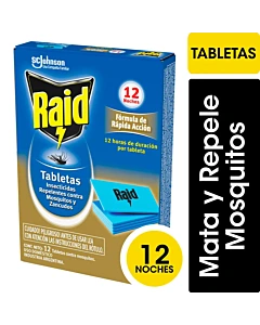 Tabletas Insecticidas Raid Moscas Y Mosquitos 12 U