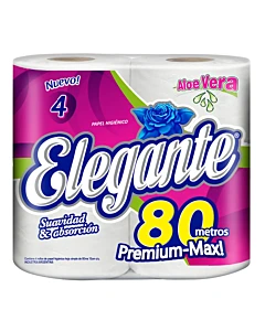 Papel Higiénico Elegante Blanco Aloe Max 80mts