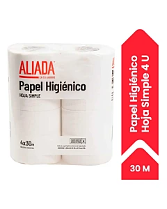 Papel Higiénico Aliada Simple Hoja 30 M 4u