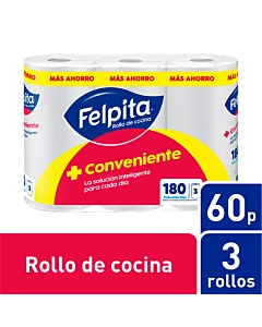 Rollo De Cocina Felpita 60 Paños 3 U