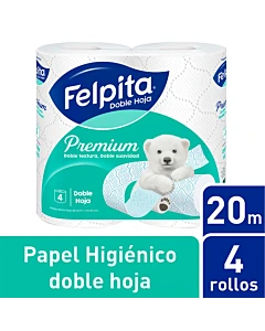 Papel Higiénico Felpita Premium Doble Hoja 4 U 20 M