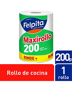 Maxi Rollo De Cocina Felpita Doble Hoja 200 Paños 1 U