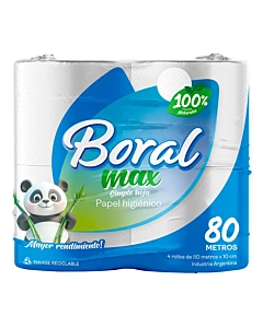 Papel Higiénico Boral Hoja Simple 80m 4u