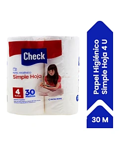 Papel Hgiénico Check Simple Hoja 30 M X 10 Cm 4u