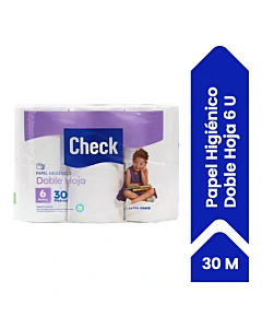 Papel Higiénico Check Doble Hoja 30 M X 10 Cm 6u