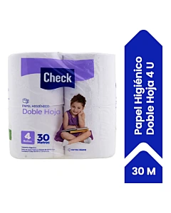 Papel Higiénico Check Doble Hoja 30 M X 10 Cm 4u